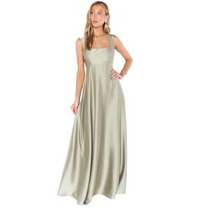 Show Me Your Mumu Women's Madi Gown Moss Green Luxe Satin Size L $188